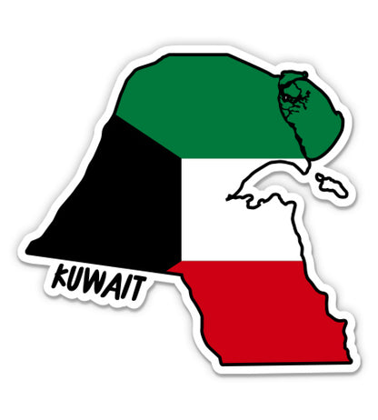 Kuwait Map with Flag Sticker