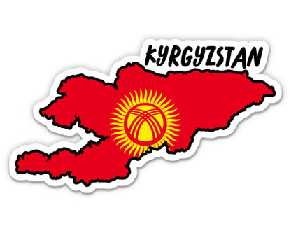 Kyrgyzstan Map with Flag Sticker
