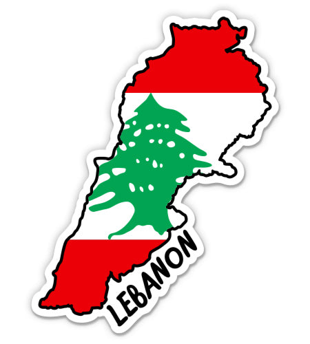 Lebanon Map with Flag Sticker