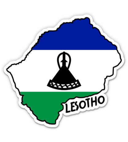 Lesotho Map with Flag Sticker