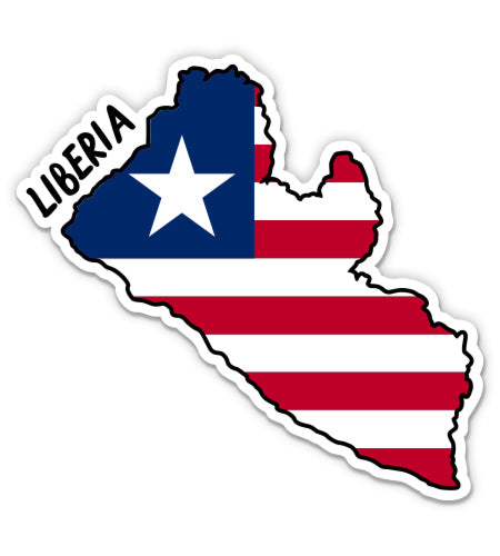 Liberia Map with Flag Sticker