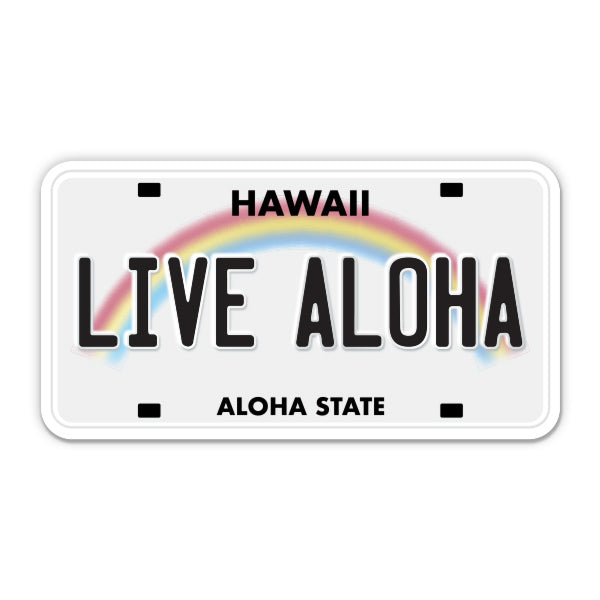 Live Aloha License Plate Style Sticker