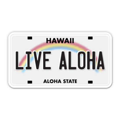 Live Aloha License Plate Style Sticker