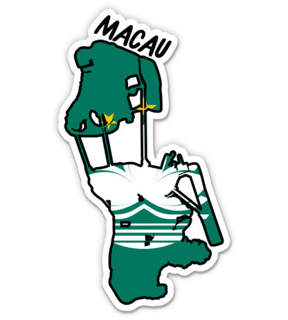 Macau Map with Flag Sticker