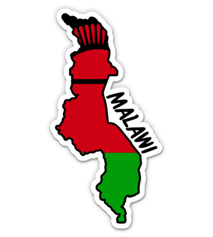 Malawi Map with Flag Sticker