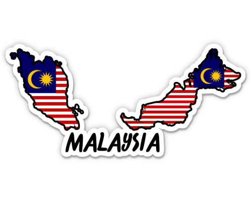 Malaysia Map with Flag Sticker