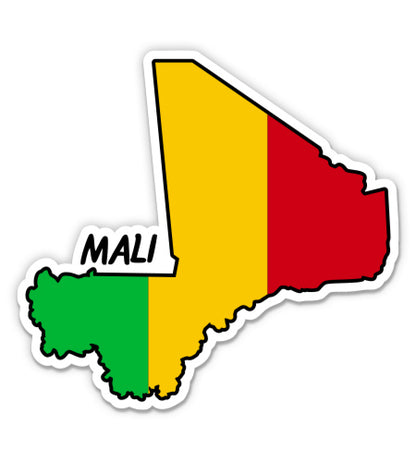 Mali Map with Flag Sticker