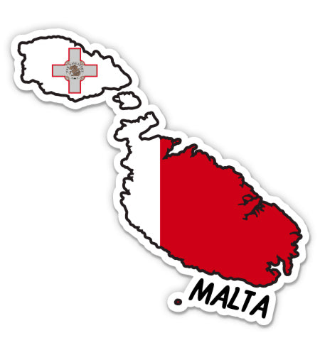 Malta Map with Flag Sticker