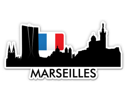 Marseilles France City Skyline Sticker