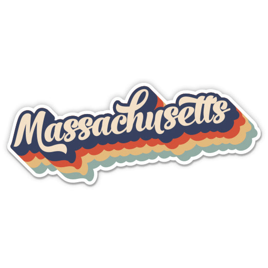 Massachusetts Retro Letters Style Sticker