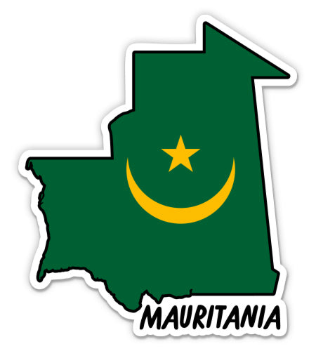 Mauritania Map with Flag Sticker