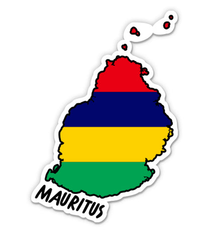 Mauritus Map with Flag Sticker