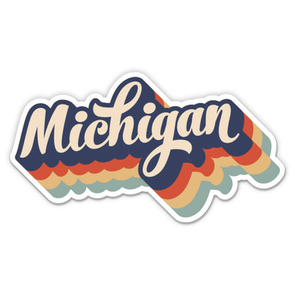 Michigan Retro Letters Style Sticker