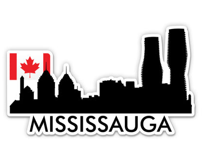 Mississauga Canada Skyline with Canadian Flag Sticker