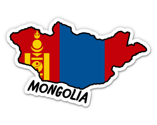 Mongolia Map with Flag Sticker