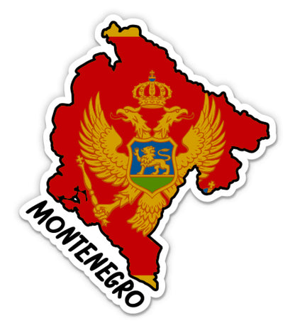 Montenegro Map with Flag Sticker