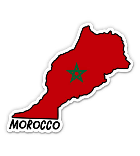 Morocco Map with Flag Sticker