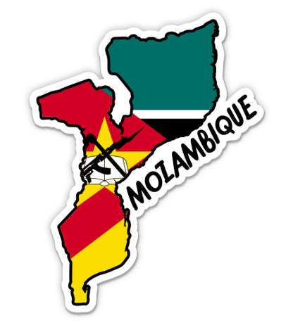 Mozambique Map with Flag Sticker