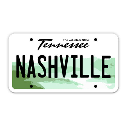 Nashville Tennessee License Plate Style Sticker
