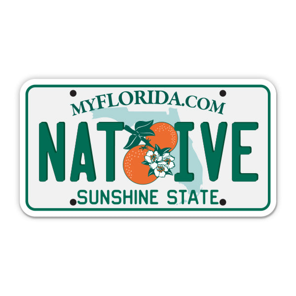 Native Florida License Plate Style Sticker