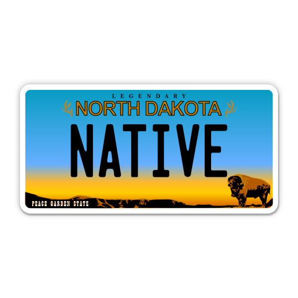 Native North Dakota License Plate Style Sticker