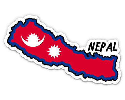 Nepal Map with Flag Sticker