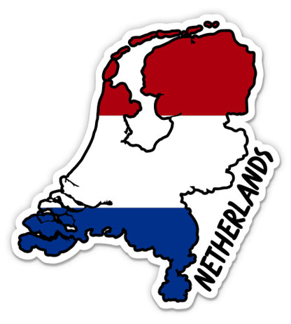 Netherlands Map with Flag Sticker