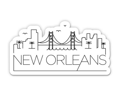 New Orleans Louisiana City Skyline Sticker