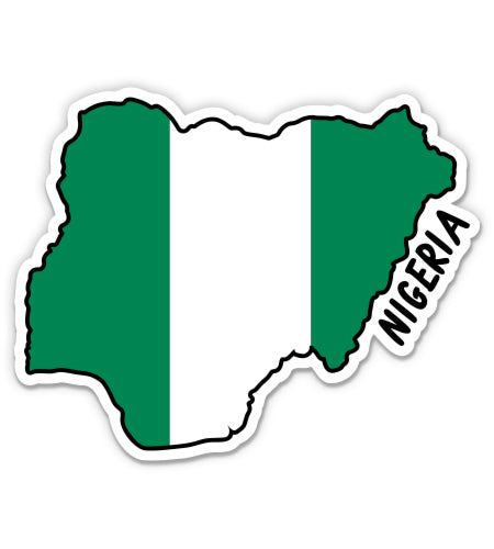 Nigeria Map with Flag Sticker
