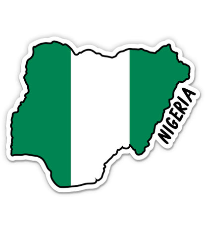 Nigeria Map with Flag Sticker