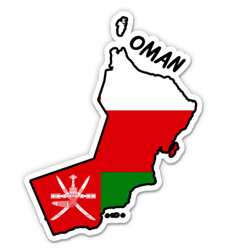 Oman Map with Flag Sticker