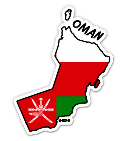 Oman Map with Flag Sticker