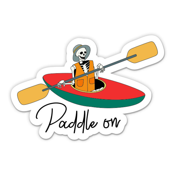 Paddle On Skeleton Kayaker Sticker