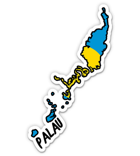 Palau Map with Flag Sticker