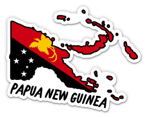 Papua New Guinea Map with Flag Sticker
