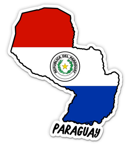Paraguay Map with Flag Sticker