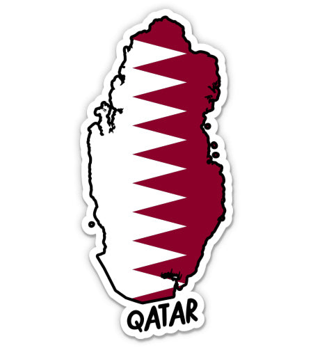 Qatar Map with Flag Sticker