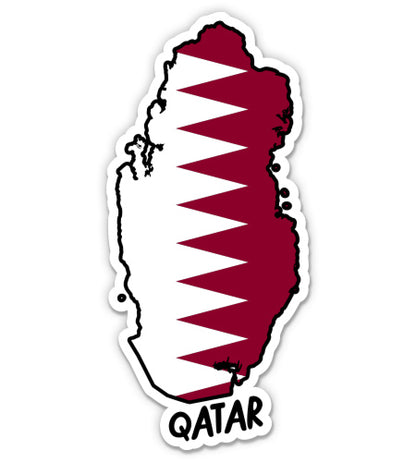 Qatar Map with Flag Sticker