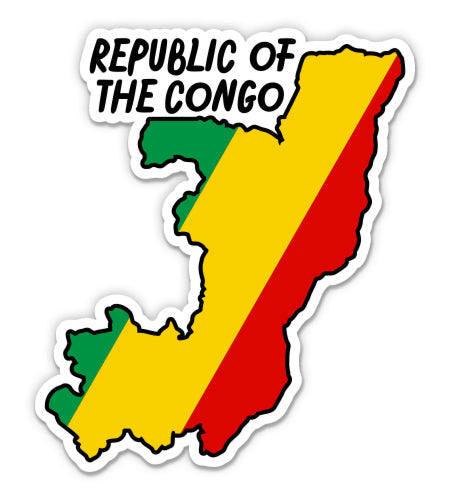 Republic of the Congo Map with Flag Sticker
