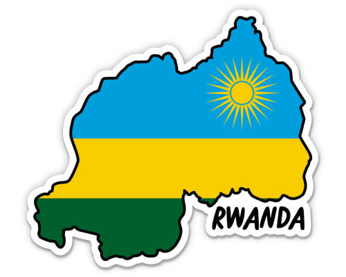 Rwanda Map with Flag Sticker