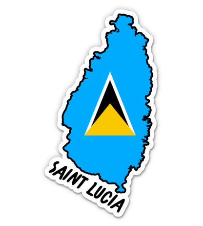Saint Lucia Map with Flag Sticker