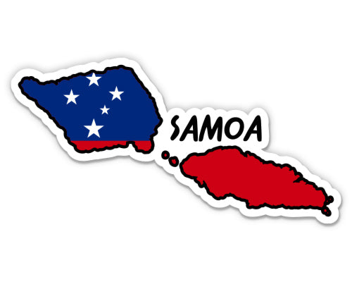 Samoa Map with Flag Sticker