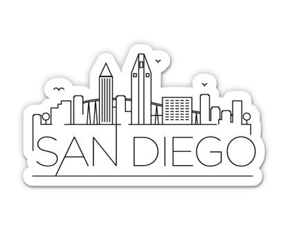 San Diego California City Skyline Sticker