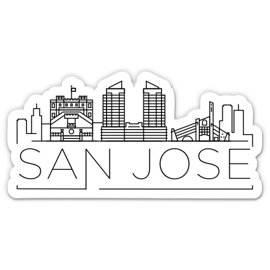 San Jose California City Skyline Sticker