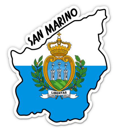San Marino Map with Flag Sticker