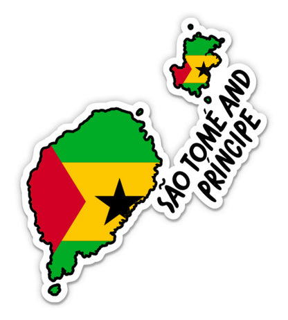 Sao Tome And Principe Map with Flag Sticker