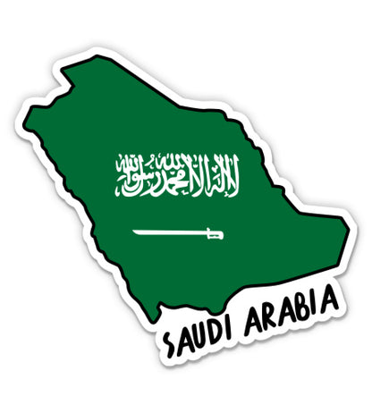 Saudi Arabia Map with Flag Sticker