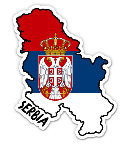 Serbia Map with Flag Sticker