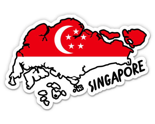 Singapore Map with Flag Sticker
