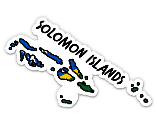 Solomon Islands Map with Flag Sticker